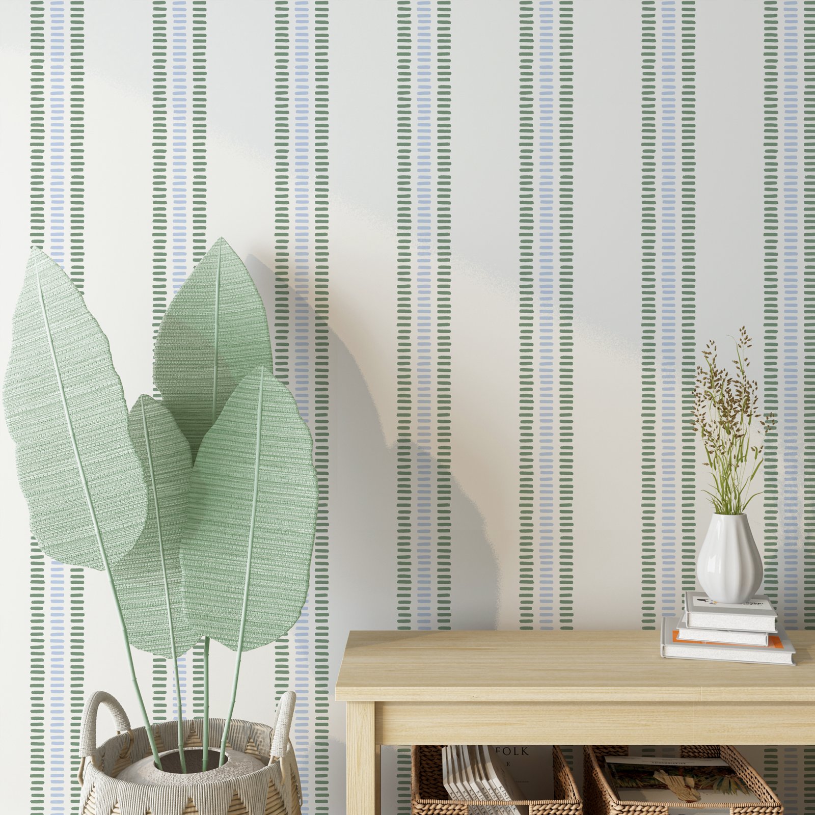Summer Stripes In Soft Blue an - огляд і ціна Herbal Wallpaper