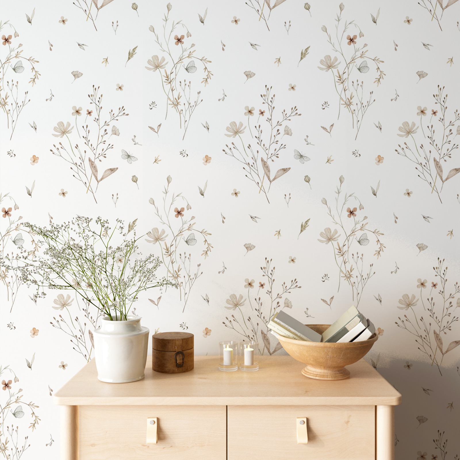 Fresh Flowers Wallpaper, Neutr - огляд і ціна Herbal Wallpaper