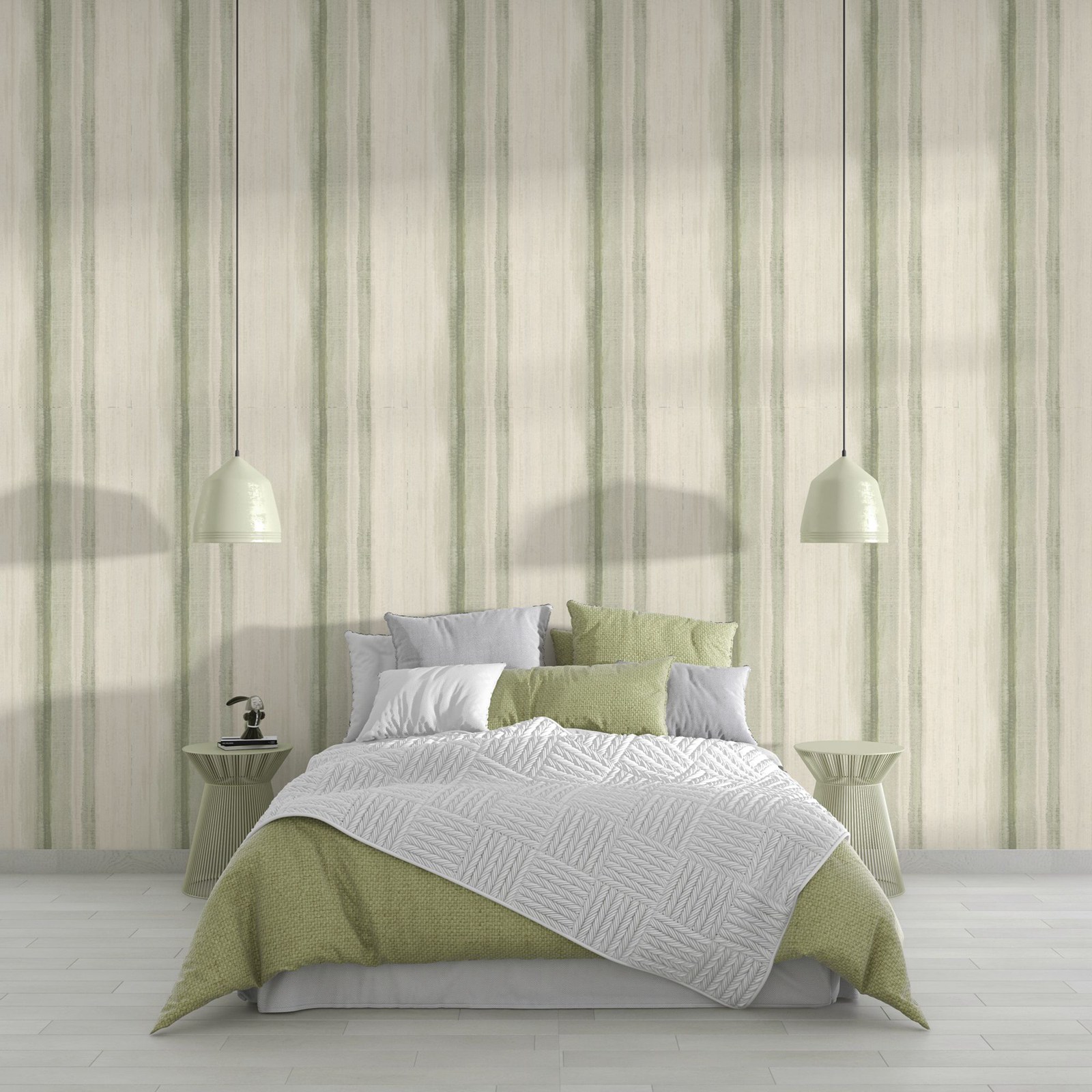 Green Striped Wall Paper, Gree - огляд і ціна Herbal Wallpaper