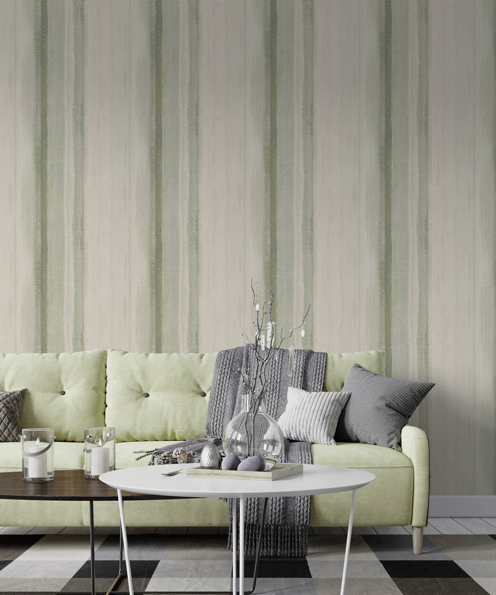 Green Striped Wall Paper, Gree - огляд і ціна Herbal Wallpaper