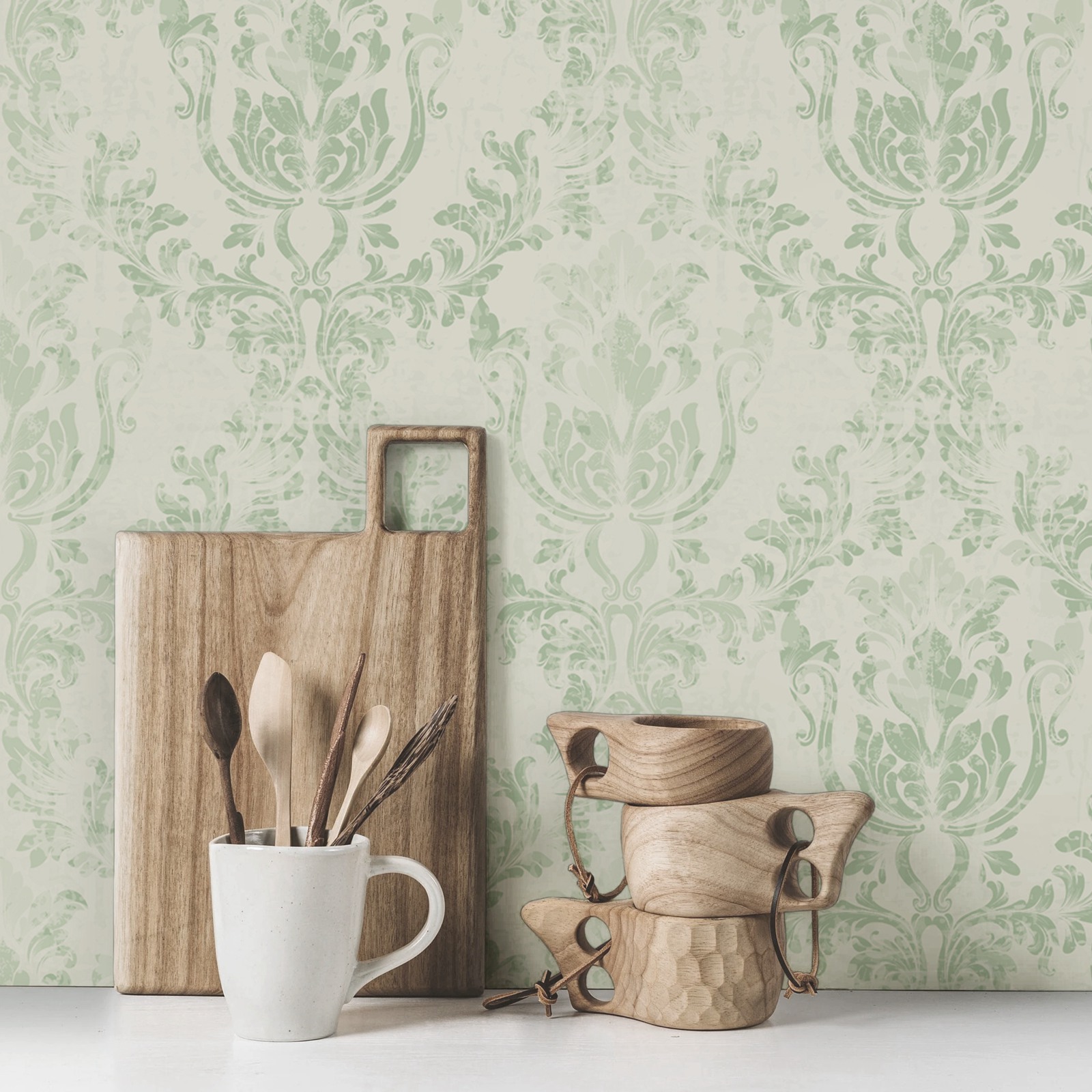 Vintage Green Damask Wallpaper - огляд і ціна Herbal Wallpaper