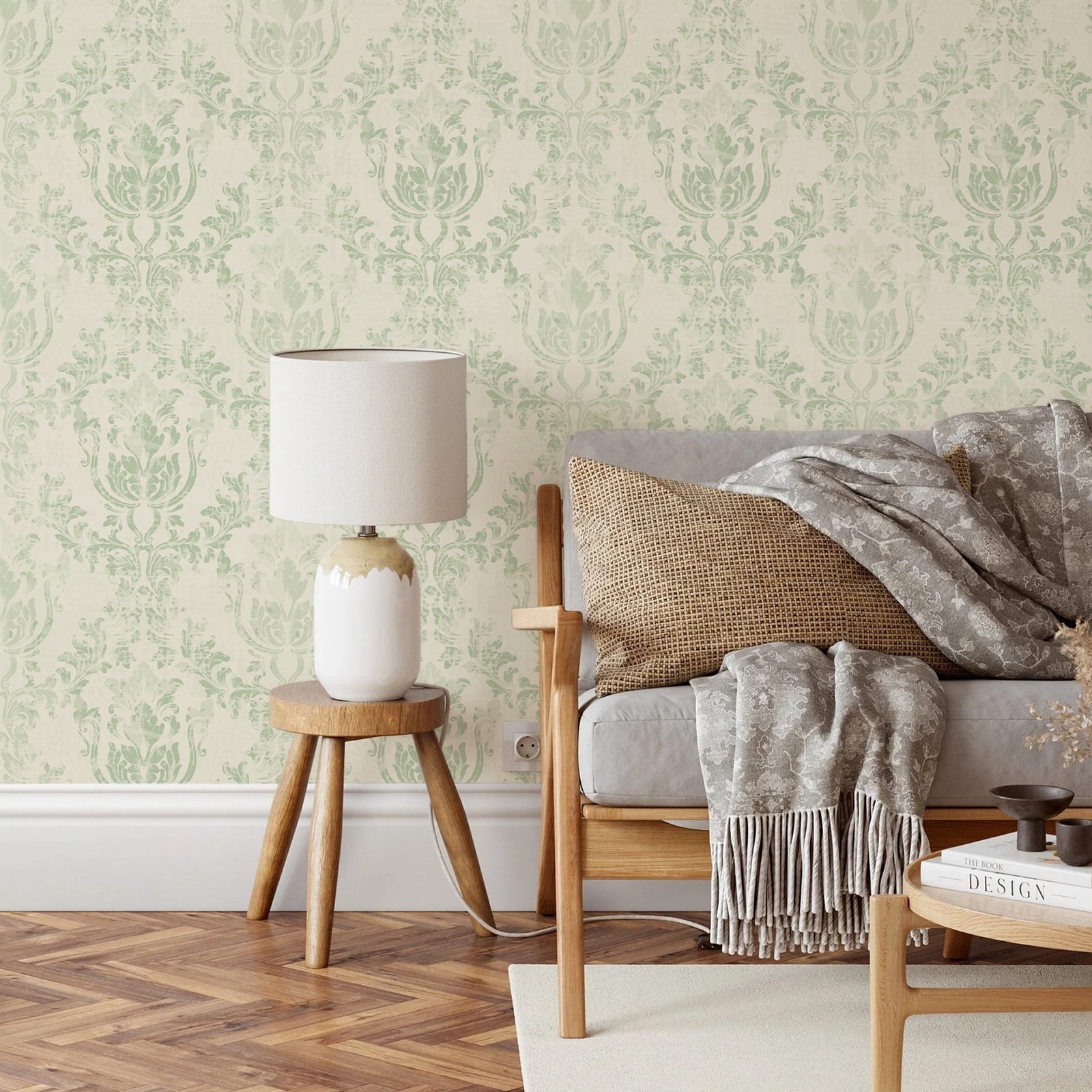 Vintage Green Damask Wallpaper - огляд і ціна Herbal Wallpaper