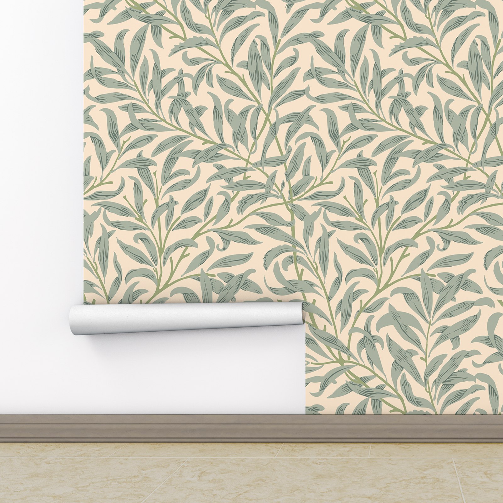 Green Leaf Wallpaper,Beige Col - огляд і ціна Herbal Wallpaper