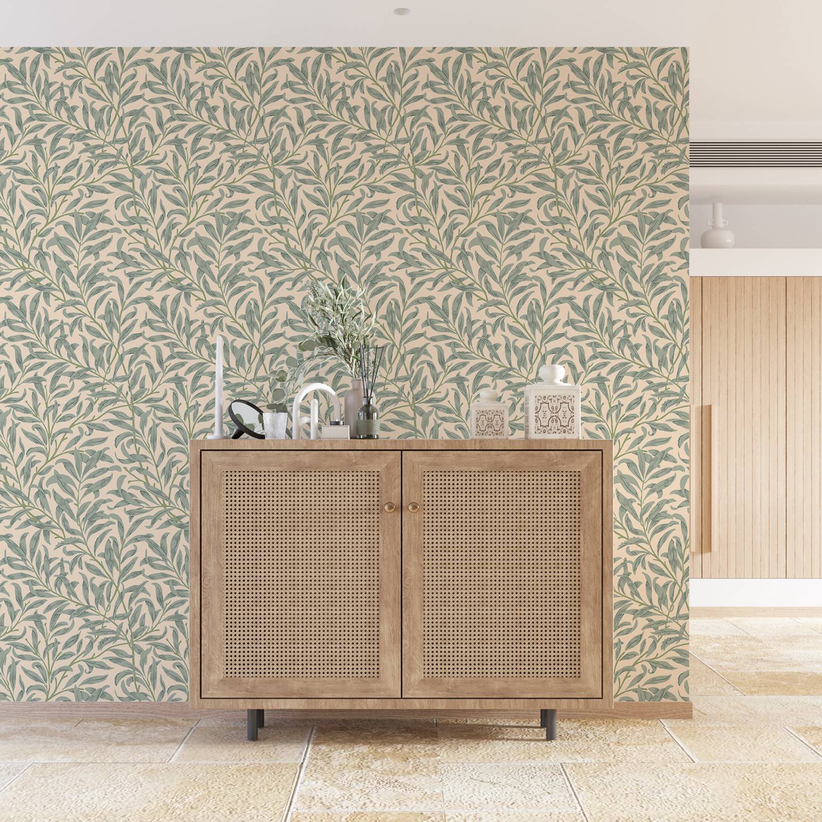 Green Leaf Wallpaper,Beige Col - огляд і ціна Herbal Wallpaper